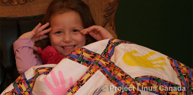 >Click to learn how you can help ... such as making and donating a blanket ...